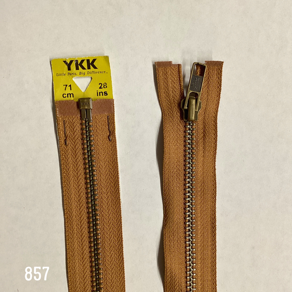 YKK Strong Metal Tooth Open End or Two Way Antique Brass Metal Zips