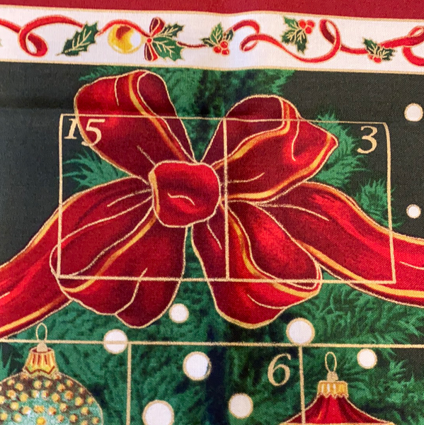 XP012 Christmas advent Panel Red green metallic from Fabri-Quilt