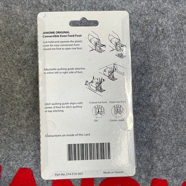 Janome Convertible Even Feed Foot Set Category C High Shank 214516003