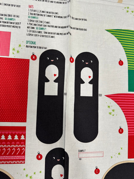 XP032 Make Your own Elf on the shelf boy & Girl Teddy Christmas Panel from Moda