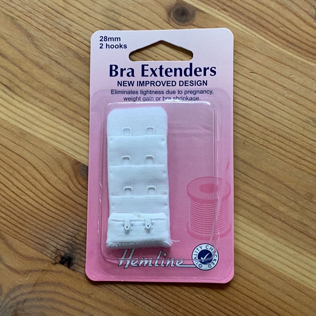 Hemline 28mm  2 Hook Bra Extender White
