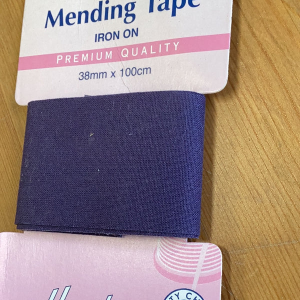 Hemline Iron-On Mending/Repair Tape 100cmx38mm: Navy