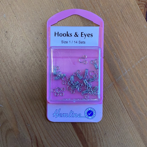 Hemline Hooks and Eyes size 1/14 sets