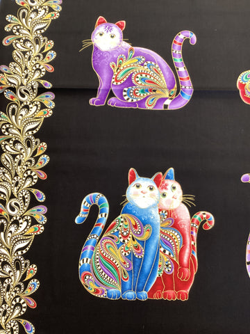 Cat -I- Tude II by Ann Lauer of Grizzly Gulch Gallery Panel 7551M | Benartex