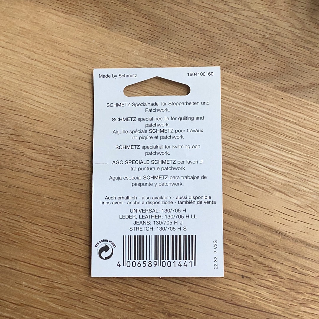 Schmetz Stepp-Nader Quilting Needle 130/705 H-Q 75/11 + 90/14