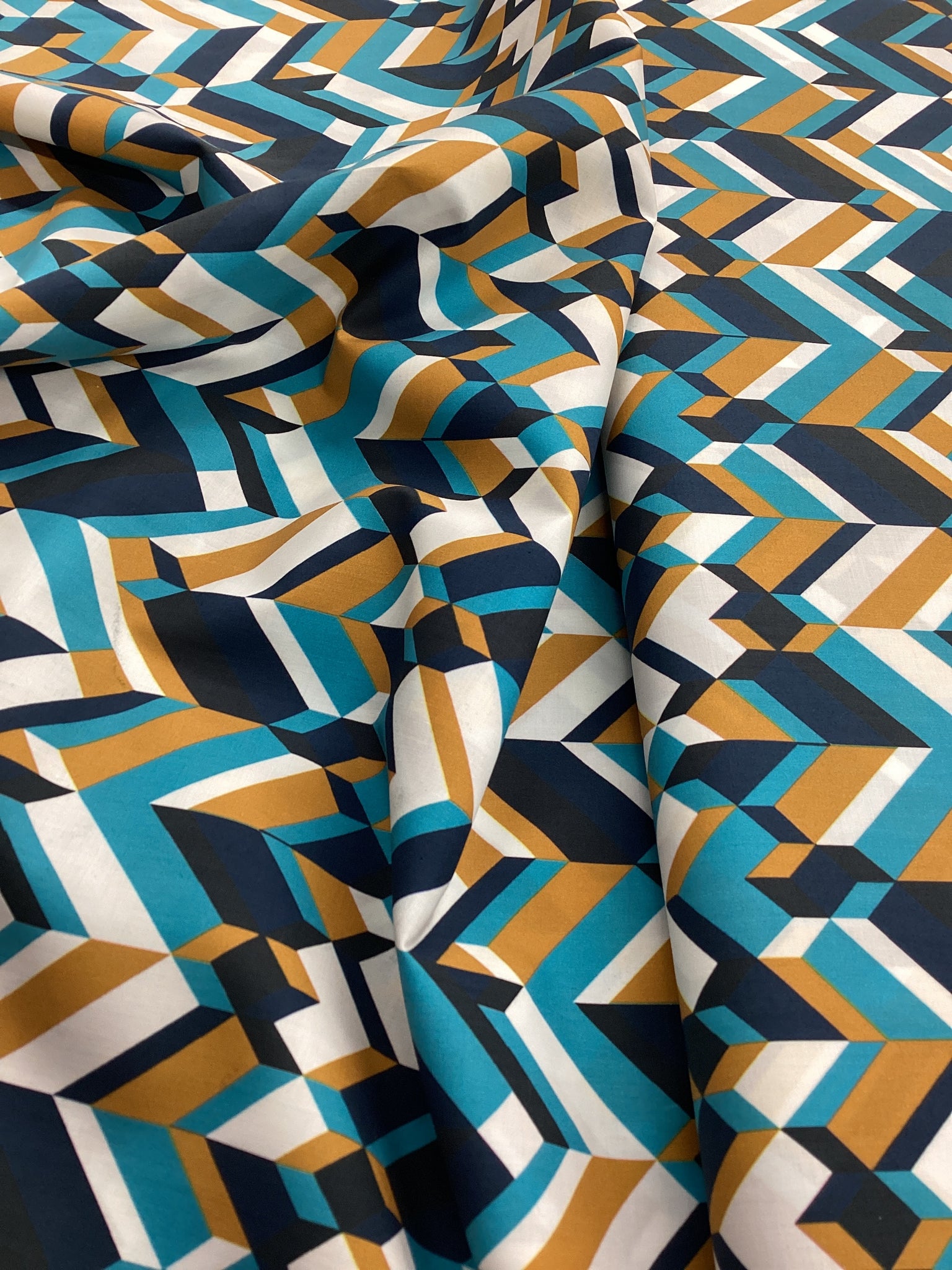 Blue Geometric | Fabric - 1 Metre