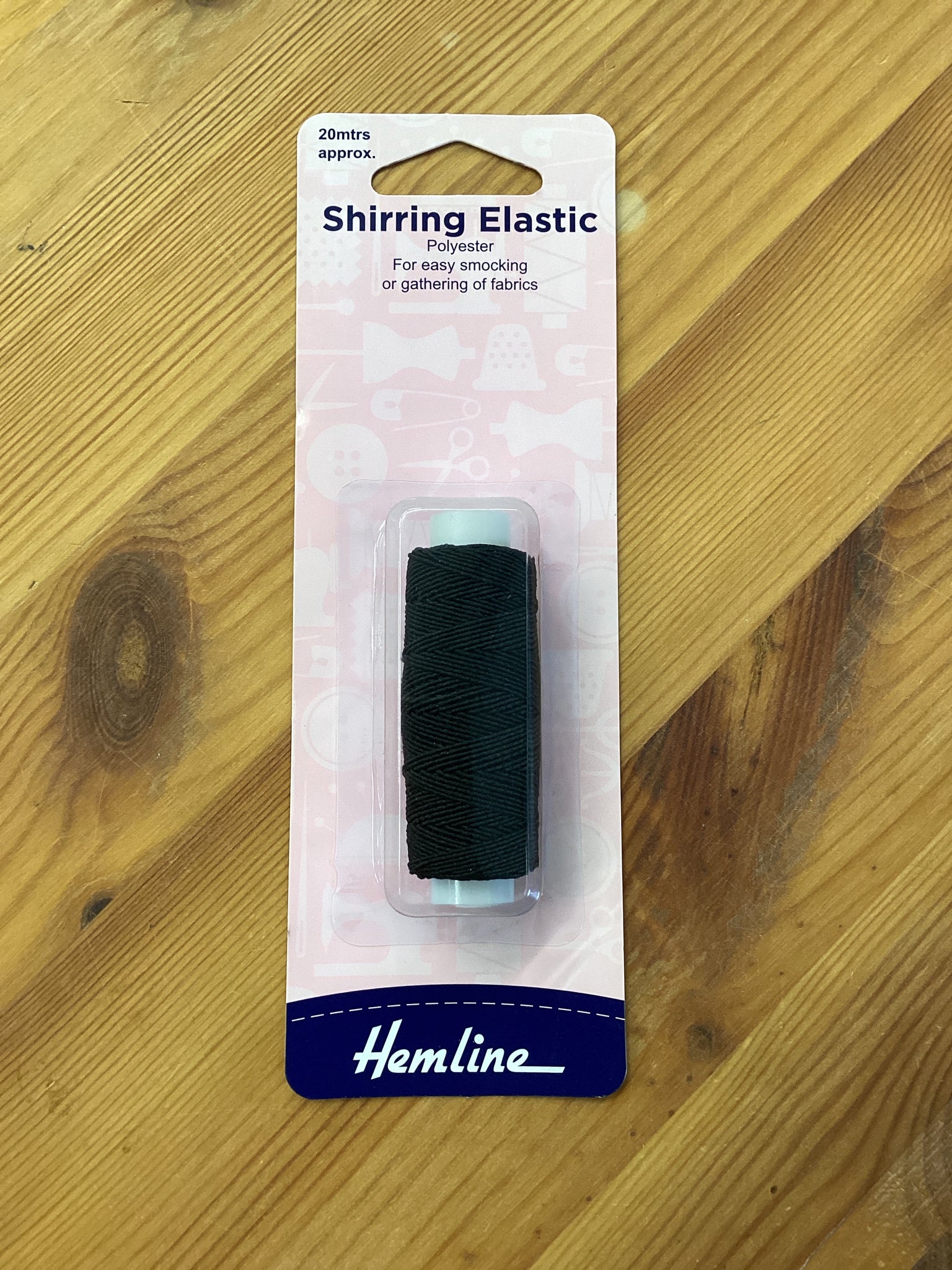 Hemline Shirring Elastic 20mx0.75mm: Black