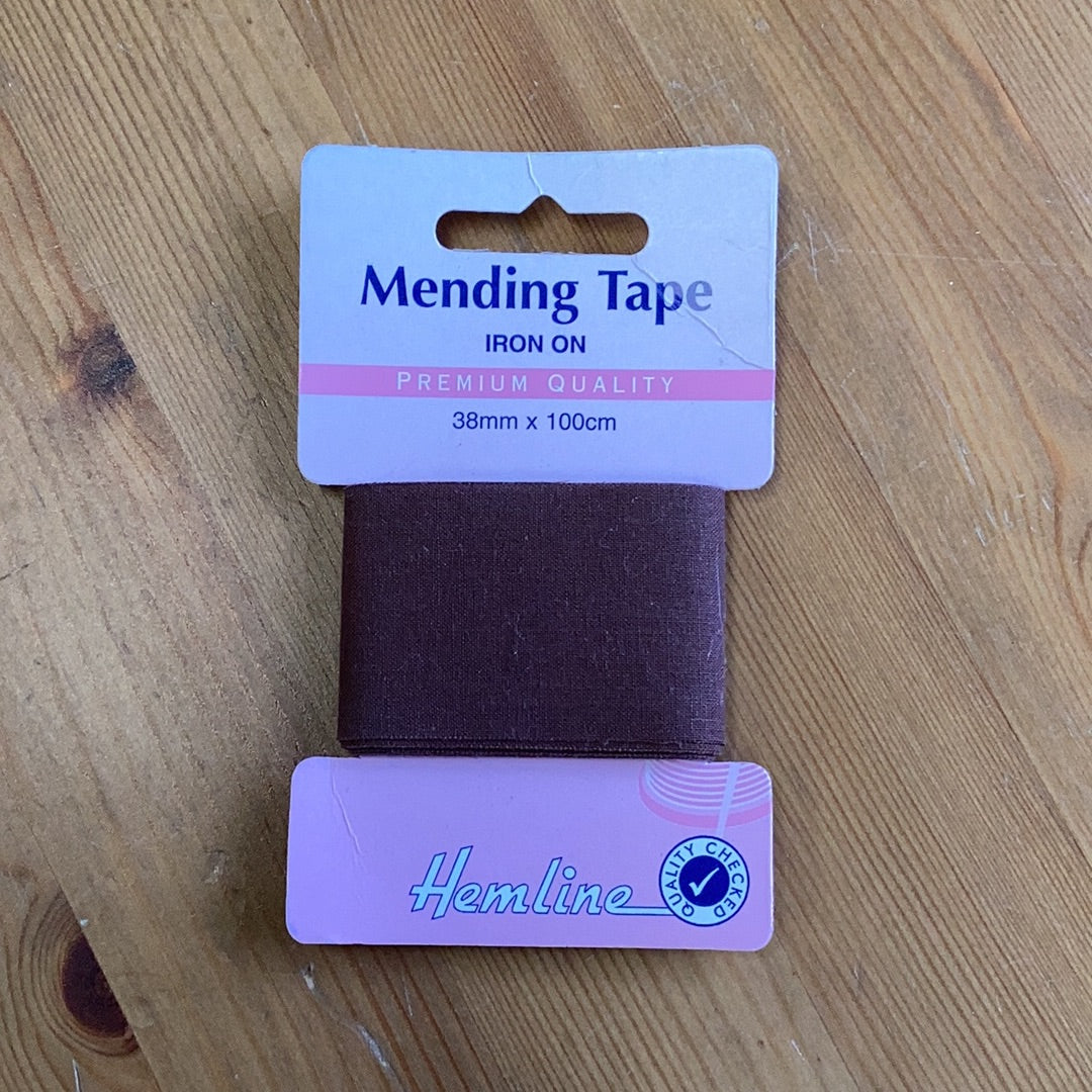 Hemline Iron-On Mending/Repair Tape 100cmx38mm: Brown