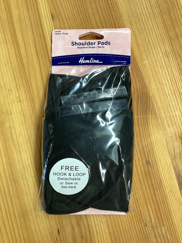 Hemline Shoulder Pads Set-In Large Black