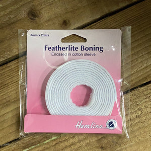 Featherlite Boning Encased in Cotton Sleeve 8mm x 2mtrs | Hemline