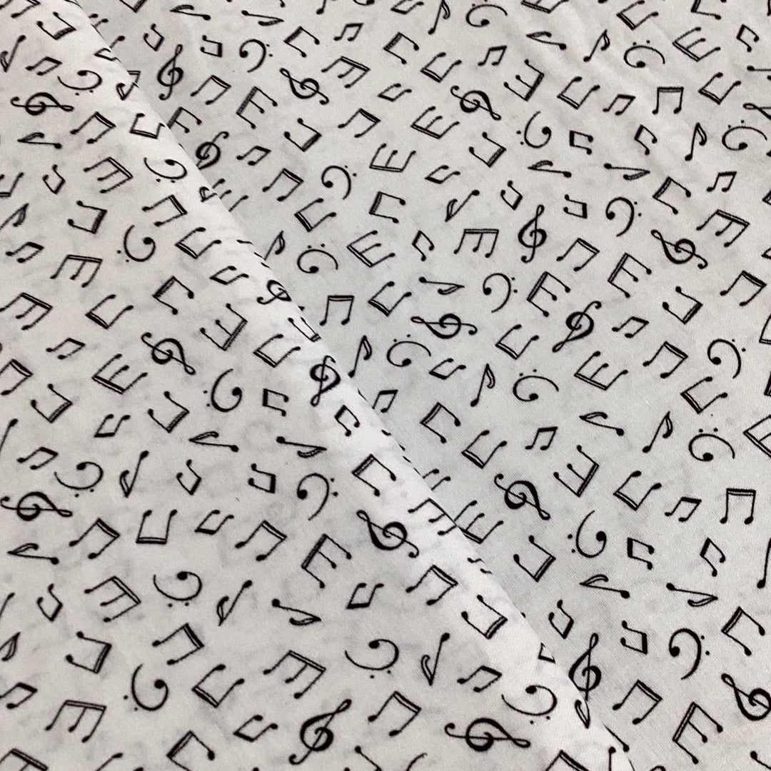 1892 Monochrome Musical Notes | Makower UK - 1/2 metre
