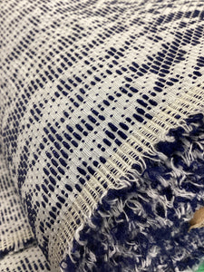 Blue and White Woven Fabric CH137 | RSTextiles - 1 Metre