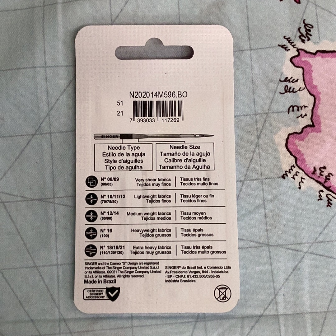 Singer Needles for medium weight fabrics (2020) 90/14