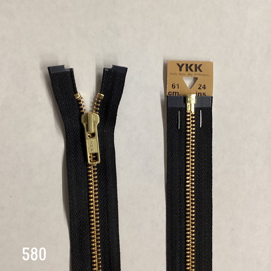 YKK Strong Metal Tooth Open End Brass Metal Zips 24inch 580