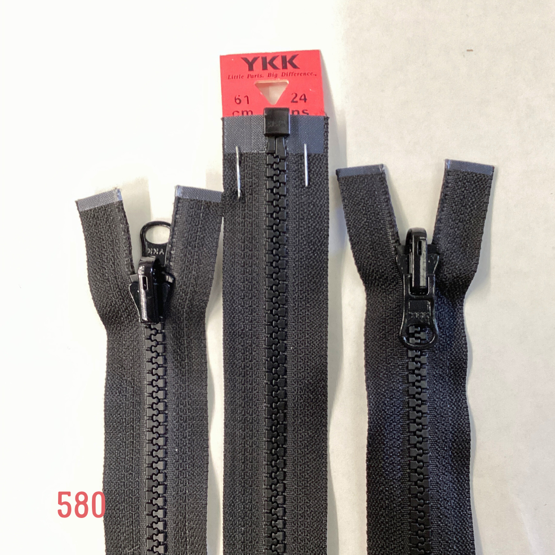 YKK Vislon Flip Over Zip Black (580) BX Series
