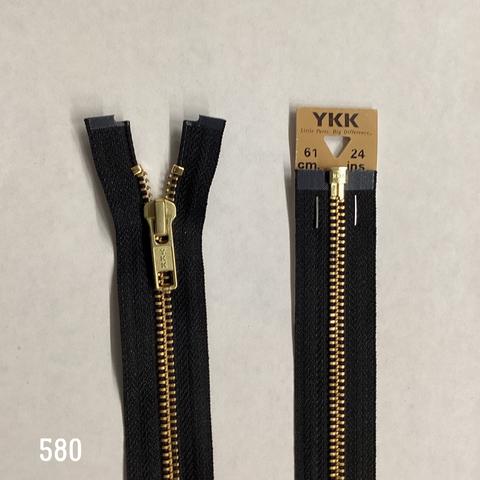 YKK Strong Metal Tooth Open End Brass Metal Zips 22inch 580