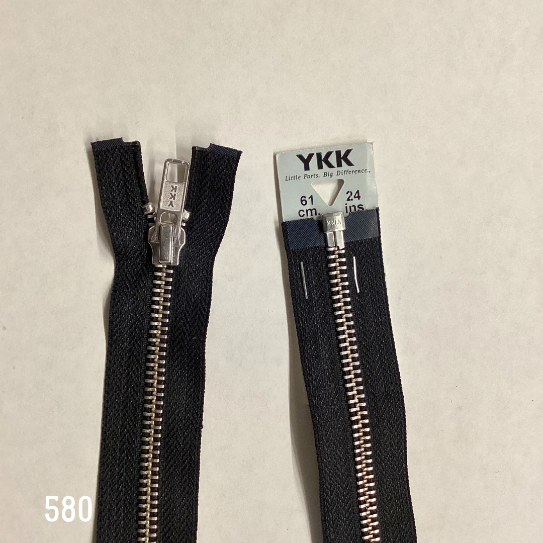 YKK Strong Metal Tooth Open End Nickel Free Metal Zips 24inch 580