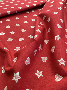 X063 1481 Scandi 2 Hearts & Stars   | Lewis & Irene - 1/2 Metre