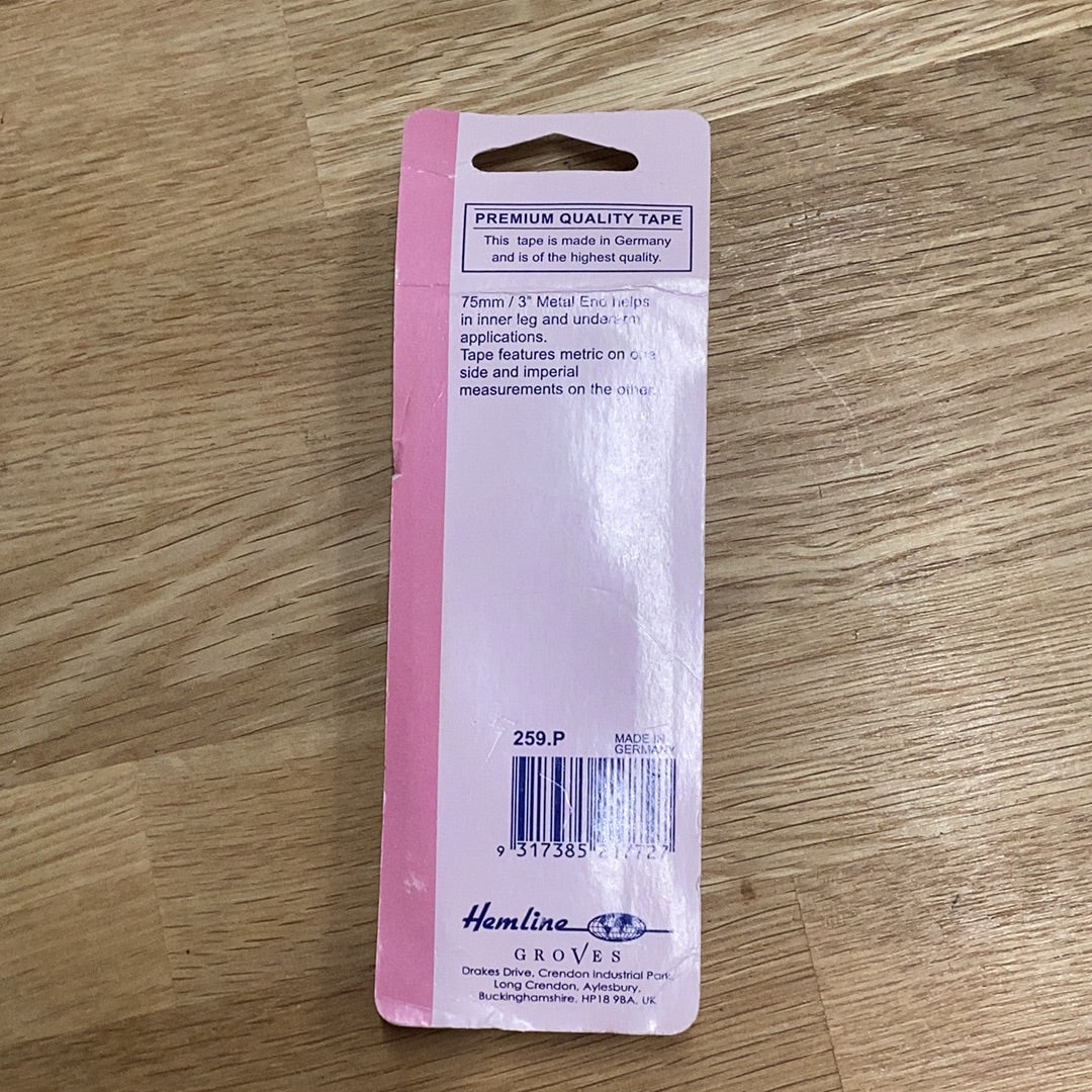 Hemline Tailors Tape with 3in Brass End