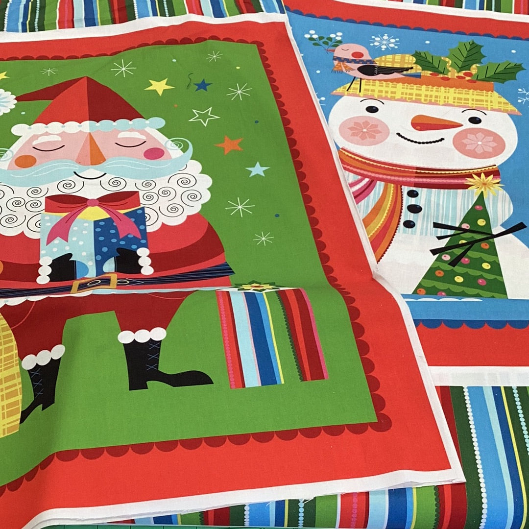 XP066 Santa Sack Snowman & Santa Christmas Panel | Nutex