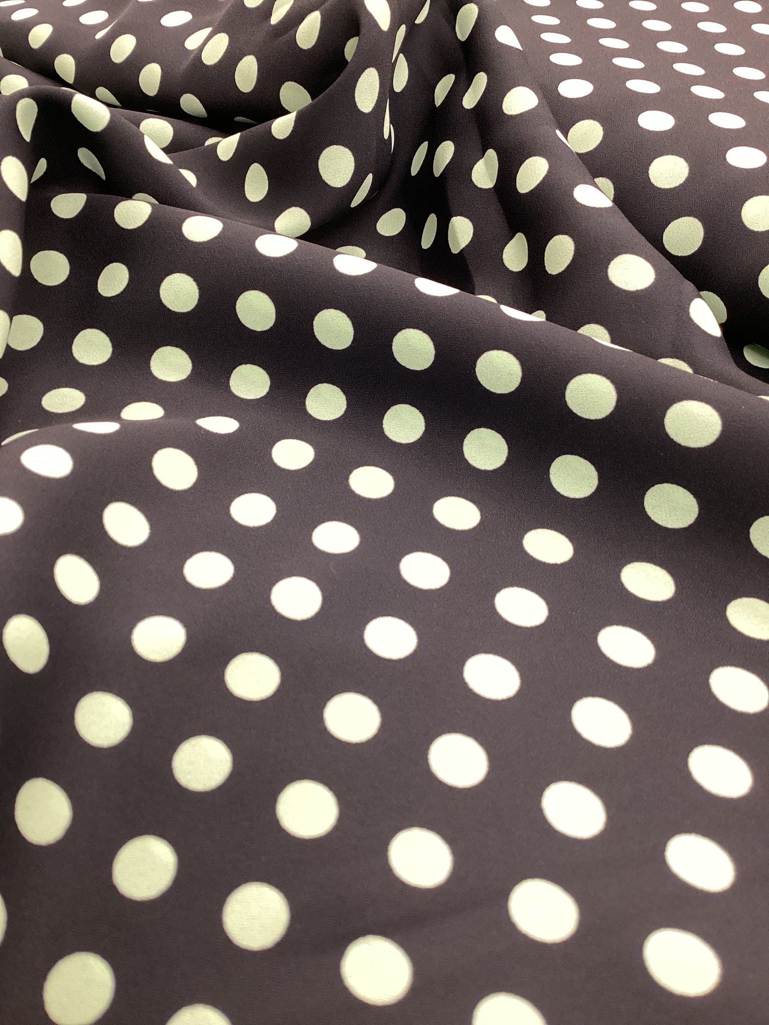 Green Spot on Black | Lightweight  Fabric - 1 Metre