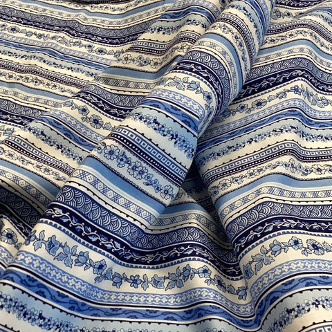 1424 Oriental Blue Stripe The Henley Studio | Makower UK - 1/2 metre