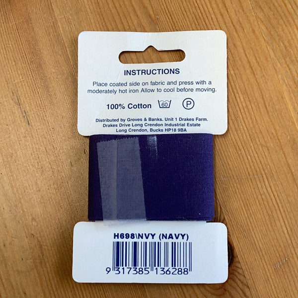 Hemline Iron-On Mending/Repair Tape 100cmx38mm: Navy