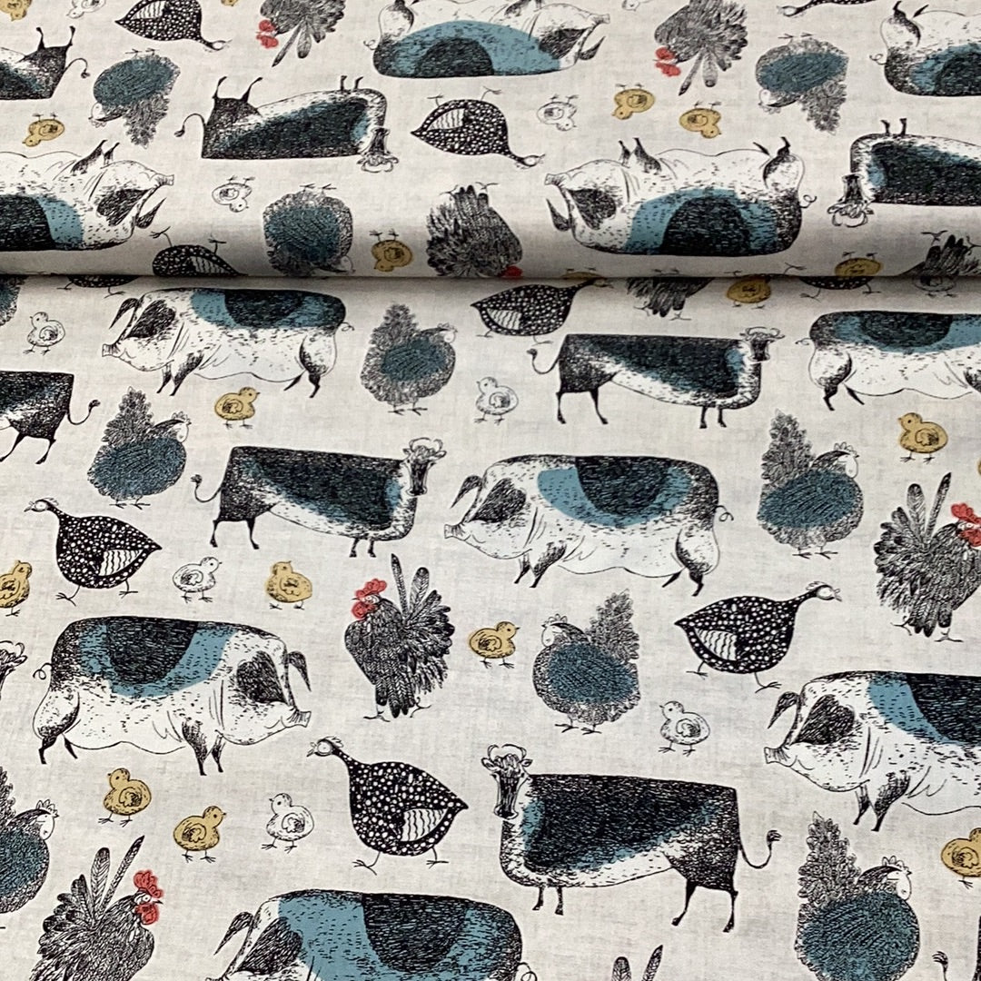 1776 Home Grown Animals C#Q | Makower UK - 1/2 metre