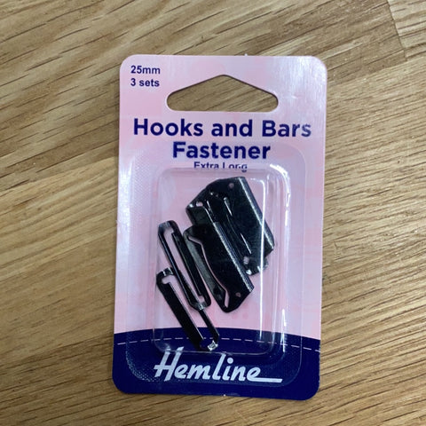 Hooks and Bars Fastener 25mm (3 sets) Extra Long | Hemline