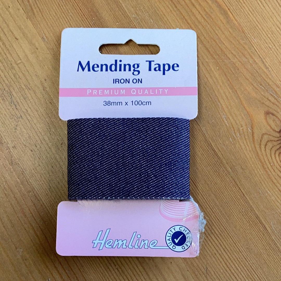 Hemline Iron-On Mending/Repair Tape 100cmx38mm: Denim