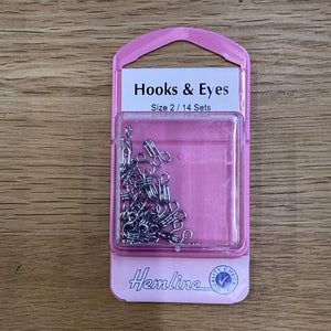 Hemline Hooks & Eyes Size 2 (14 sets)