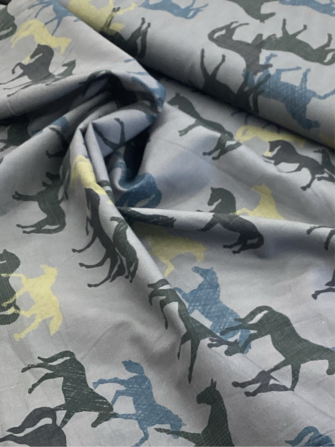 Grey Horse Pattern |  Fabric - 1 Metre