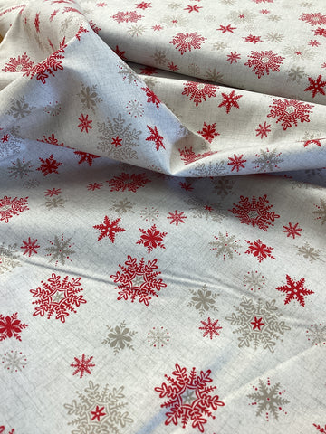 X038 1594 Scandi 3 Snowflakes The Henley Studio  | Makower - 1/2 Metre