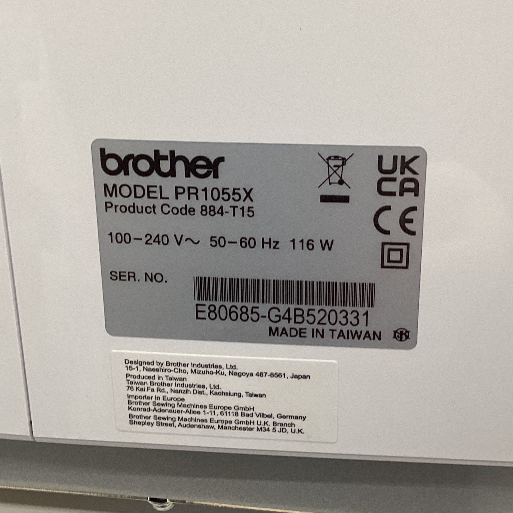 Brother PR1060x Multi-Needle Embroidery Machine