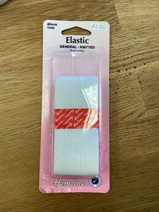 Hemline Elastic General Purpose 1mx40mm White