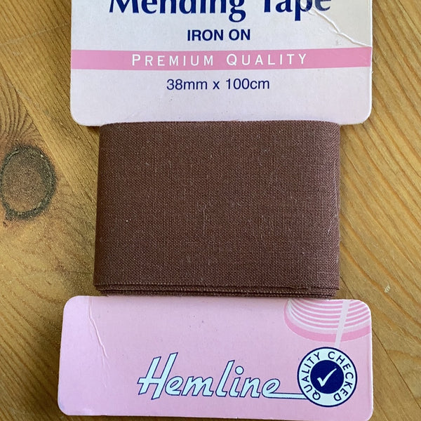 Hemline Iron-On Mending/Repair Tape 100cmx38mm: Brown