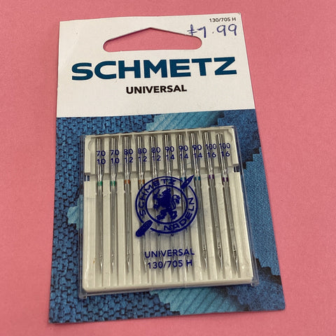 Schmetz Universal Needle 130/705 H Sizes 70/10 80/12 90/14 100/16