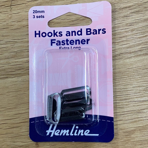 Hooks and Bars Fastener 20mm (3 sets) Extra Long | Hemline