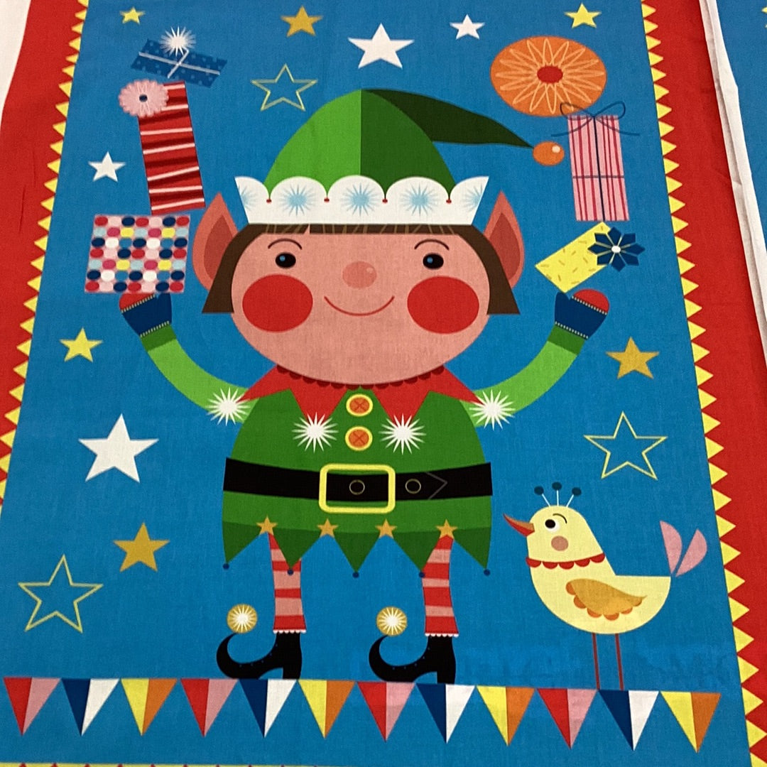 XP065 Santa Sack Elf & Reindeer Christmas Panel | Nutex