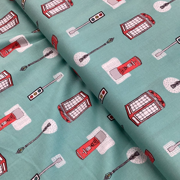 Streetlife by Jessica Hogarth STLF1104 Teal | Dashwood Studio - 1/2 metre