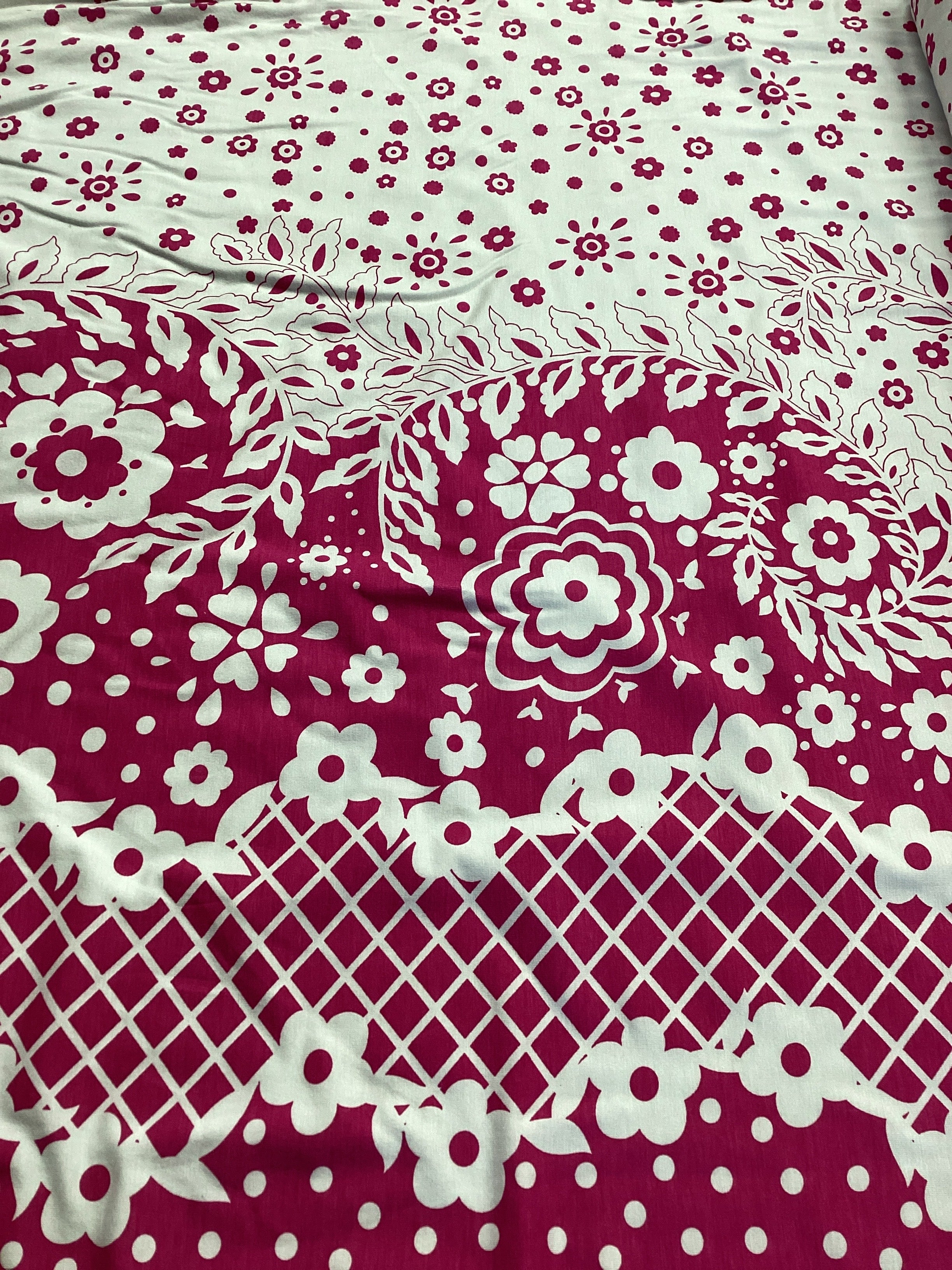 Pink Flowers on White PS5927 | RS Textiles Fabric - 1 Metre