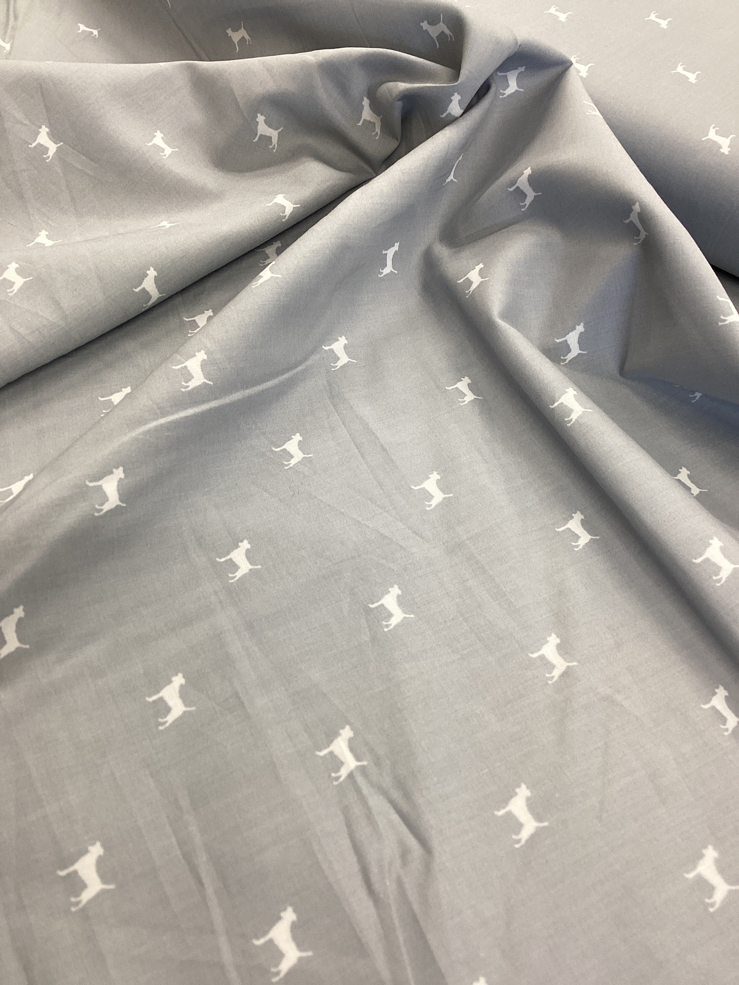 Grey Dog Pattern |  Fabric - 1 Metre