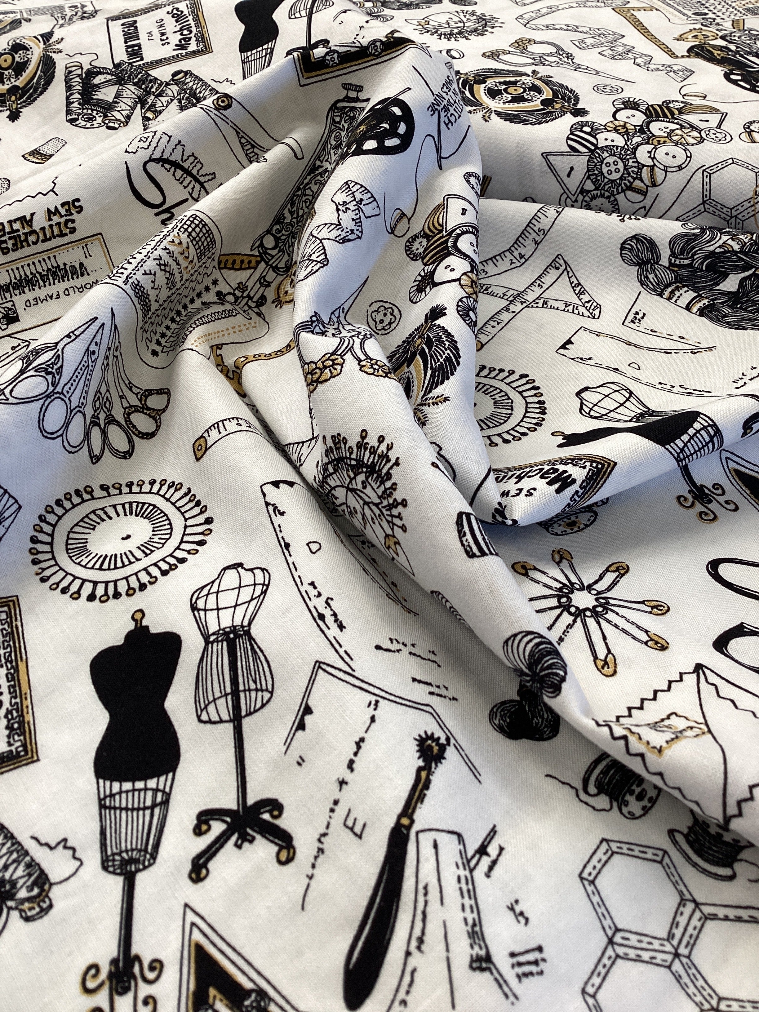 Nutex Machine Picture A Stitch in Time -Allover | Nutex - 1/2 metre – Fabric Mouse Sewing ...