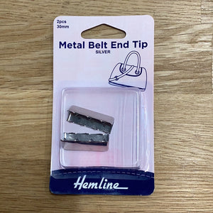 Metal Belt End Tip Silver 30mm (2 pcs) | Hemline