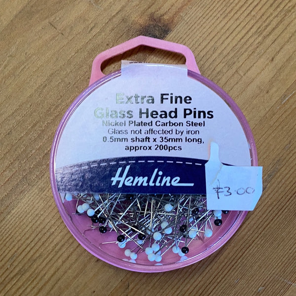 Hemline Extra Fine Glass Head Pins