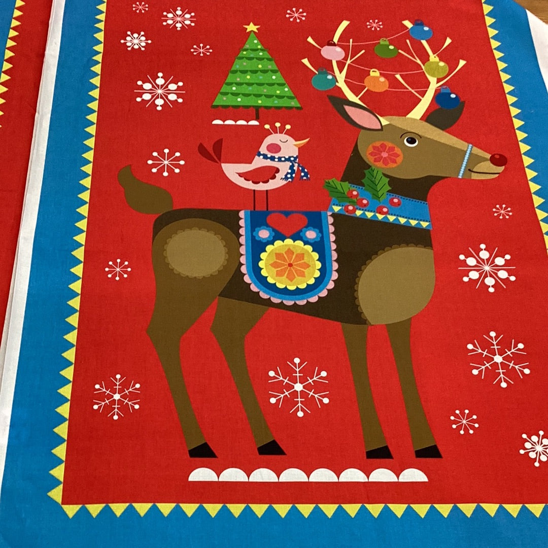 XP065 Santa Sack Elf & Reindeer Christmas Panel | Nutex
