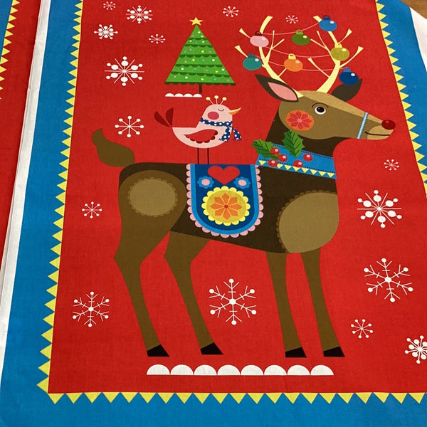 XP065 Santa Sack Elf & Reindeer Christmas Panel | Nutex