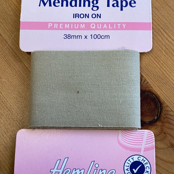 Hemline Iron-On Mending/Repair Tape 100cmx38mm: Beige