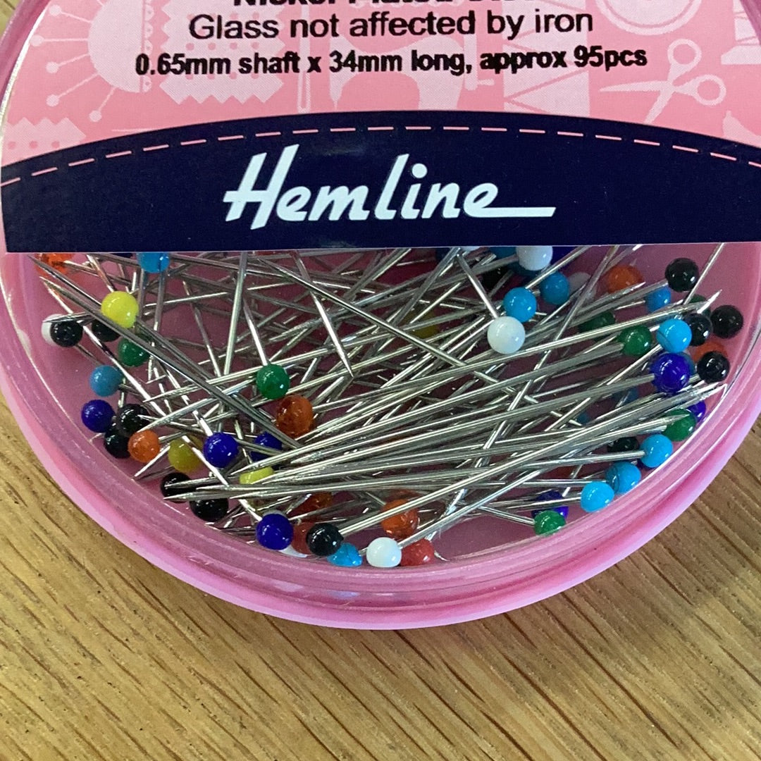 Glass Head Pins 0.65mm x 34mm | Hemline