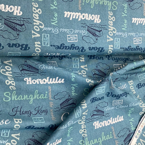 Globe Trotter FX45 Col.2 Blue | Fabric Freedom - 1/2 metre